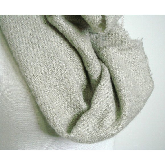 Beige Khaki Glitter 100% Acrylic Infinity Neck Scarf Fringed Raw Hem Warm Winter - Picture 4 of 11